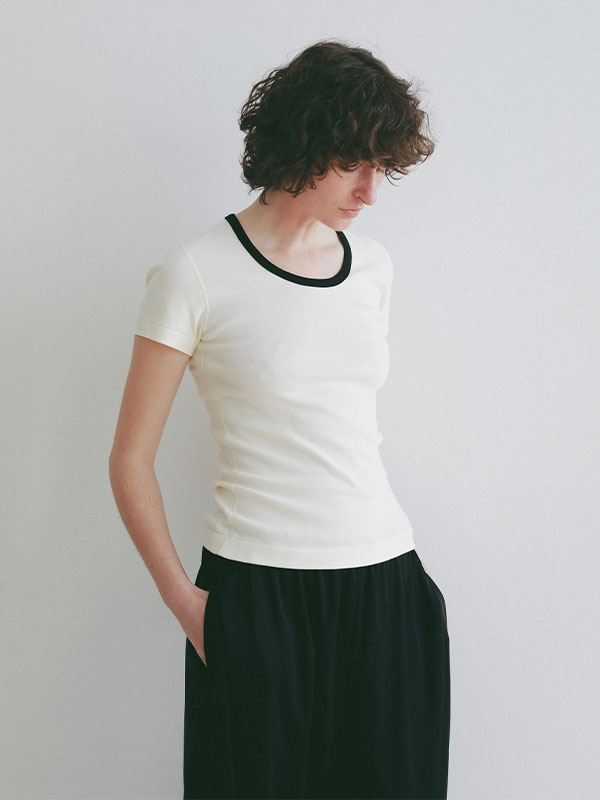 three dotsオーガニックコットンリンガーTee