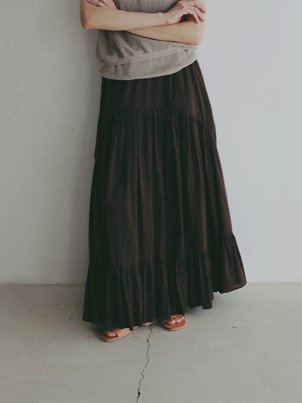 エアリーコットンガーメントダイボリュームスカート