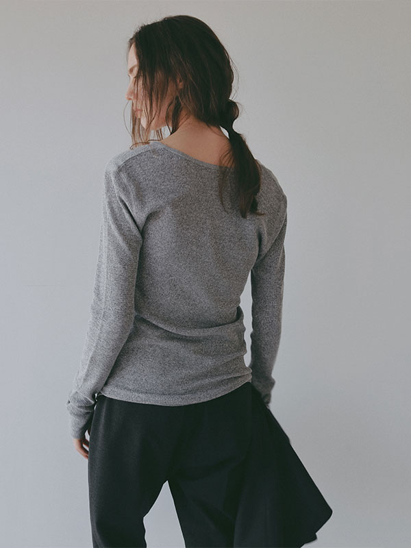 シアーワッフルヘンリーネックプルオーバー