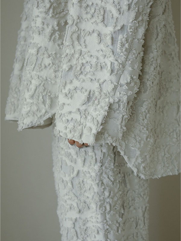 カットジャガードオーバーサイズシャツ(F OFF WHITE): トップス カットジャガードオーバーサイズシャツ(F OFF WHITE): トップス