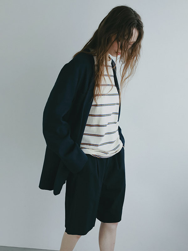 リネンノーカラージャケット