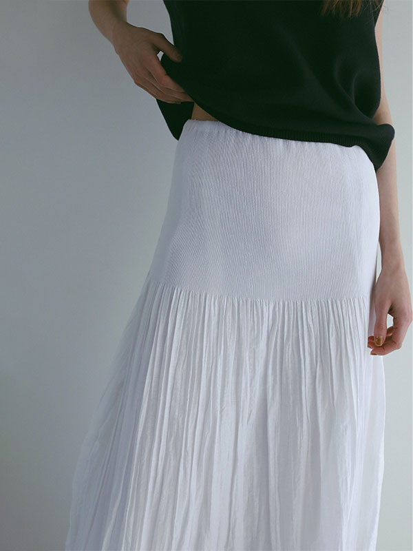 ウエストジャガードロングスカート(S WHITE): ボトムス │ ETRE ウエストジャガードロングスカート(S WHITE): ボトムス │ ETRE