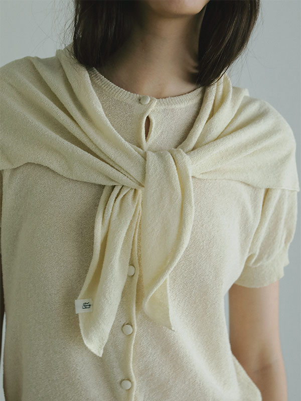 ハーフスリーブブークレニットカーディガン