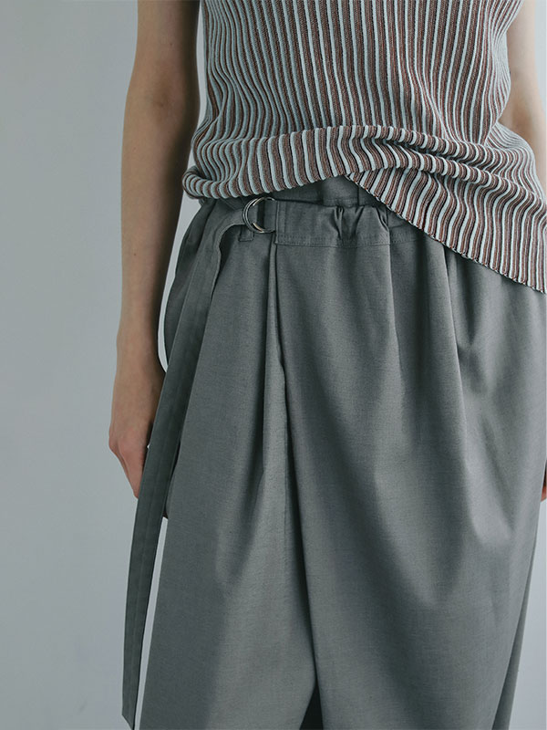 フロントラップシャンブルワイドパンツ(S OFF WHITE): ボトムス