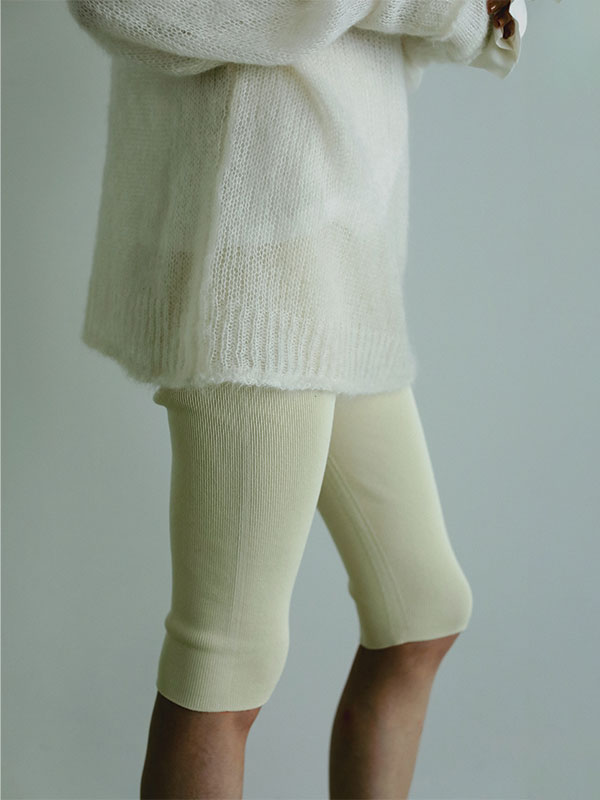ホールガーメントニットバイカーパンツ(S IVORY): ボトムス