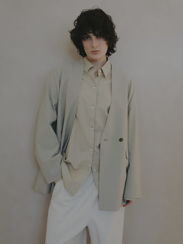 サイロスパンノーカラーダブルブレストジャケット