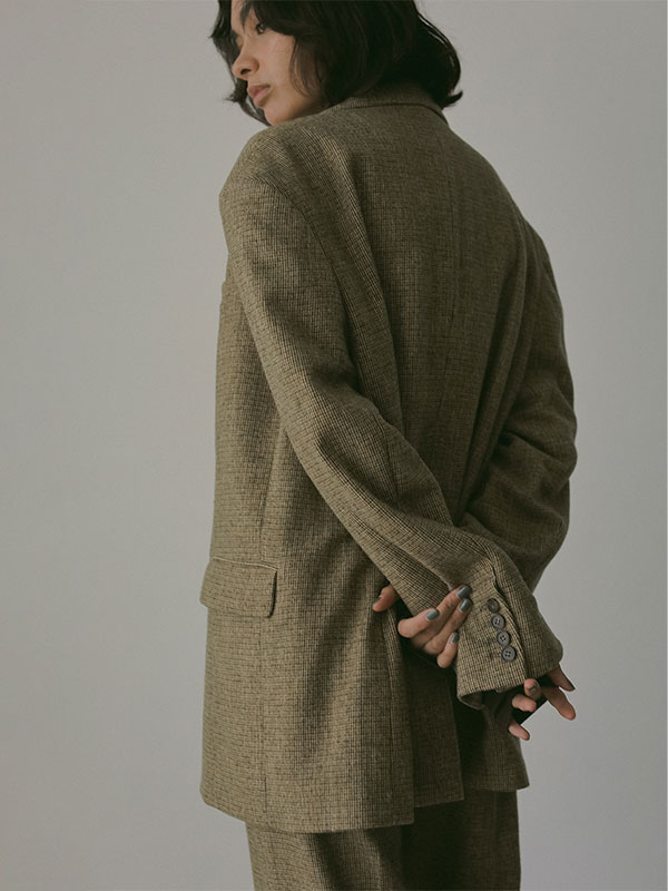 チェックツィードテーラージャケット(S BEIGE): アウター