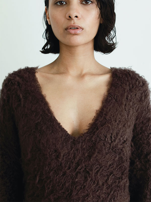 SANTEヘアリーシルクＶネックニットプルオーバー