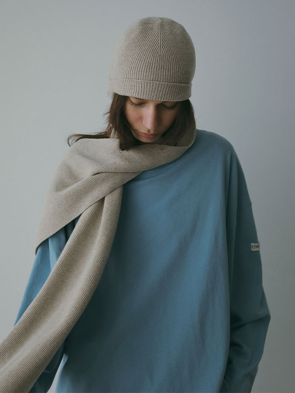 ホールガーメントストールニットキャップ