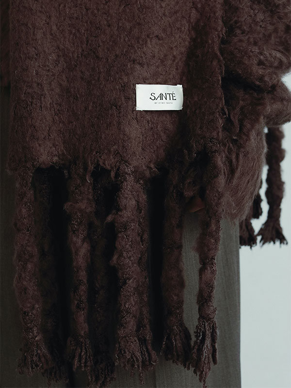 SANTEヘアリーシルクフリンジニットストール