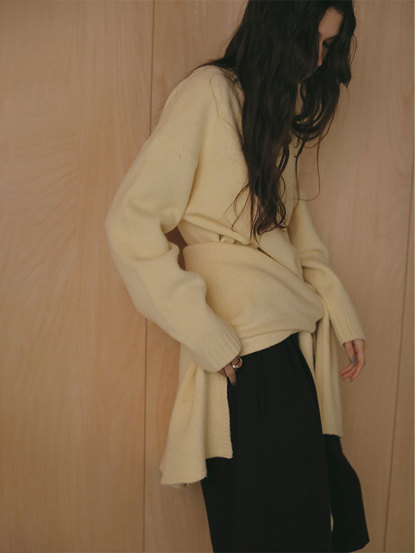 レイヤードニットラップスカート