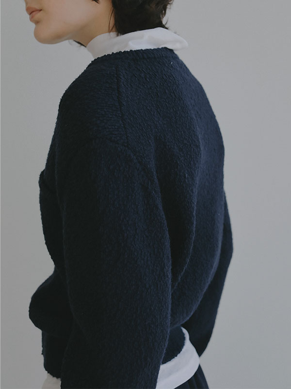 ファンシーヤーンクルーネックニットカーディガン