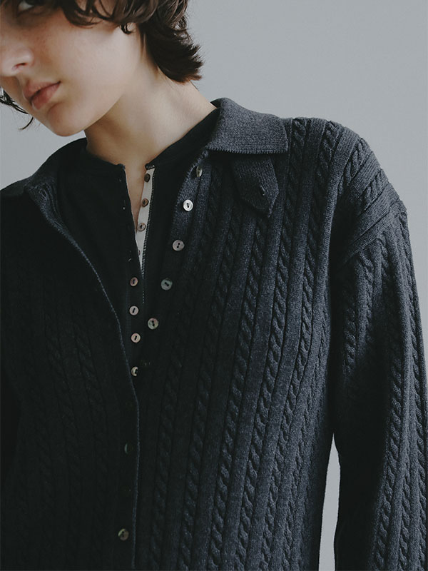 ナローケーブルニットワンピース