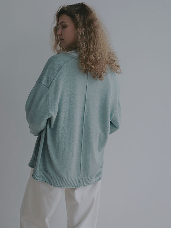 リリヤーンリネンVネックカーディガン