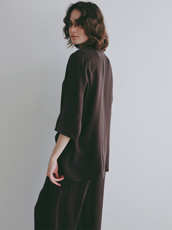 オープンネックキュプラシャツ