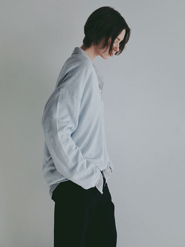 コットンリネンハイゲージネックニットプルオーバー