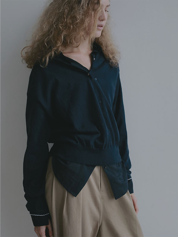 ヘンリーネックシアーニットプルオーバー