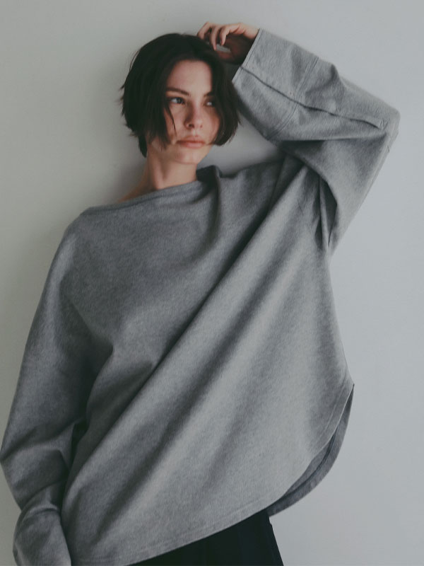 ボートネックカフスロンTee