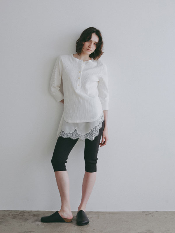 3/4スリーブヘンリーネックプルオーバー