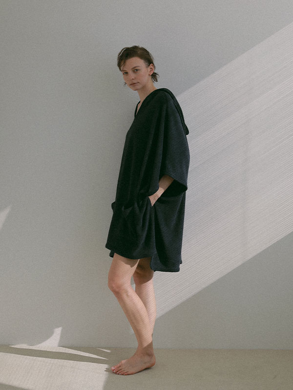 フェードパイルフードポンチョ