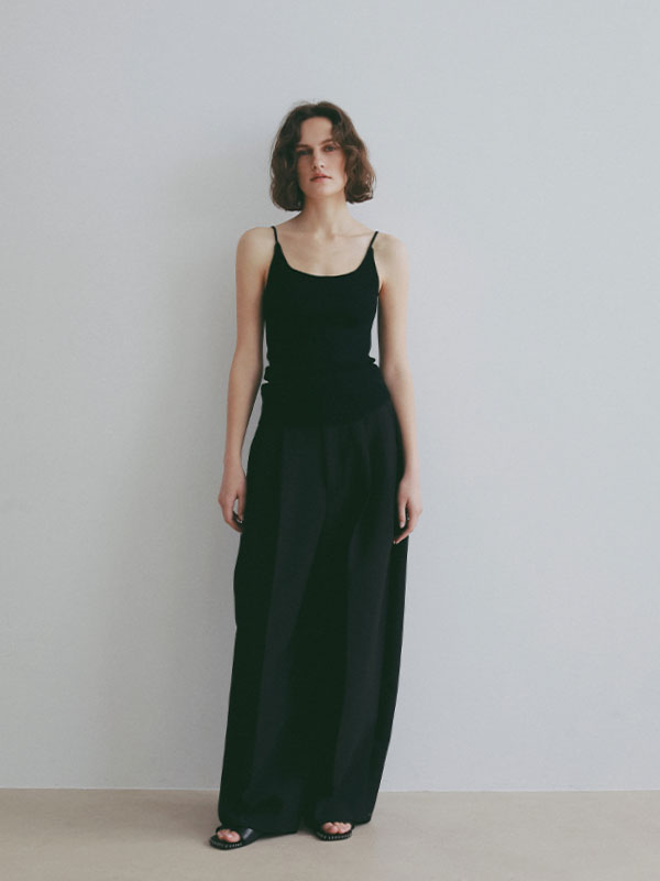 ダブルクロスハイウエストタックパンツ