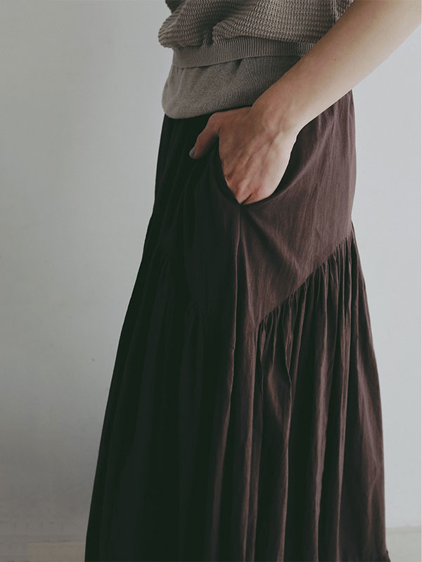 エアリーコットンガーメントダイボリュームスカート