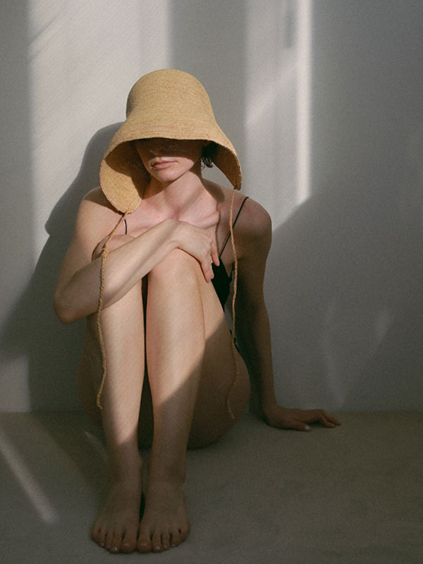 ラフィアボンネットハット