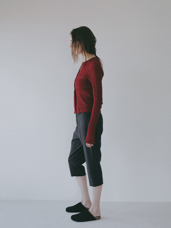 パターンスティッチシアーニットカーディガン