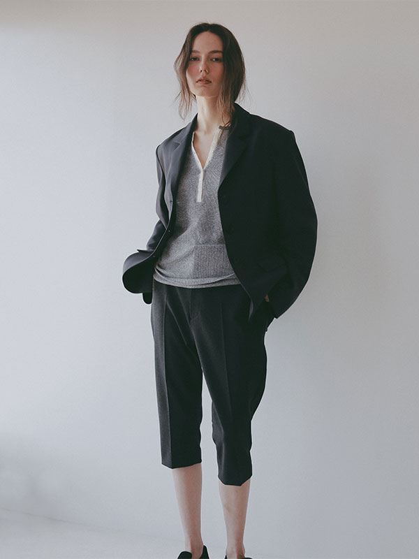 シアーワッフルヘンリーネックプルオーバー