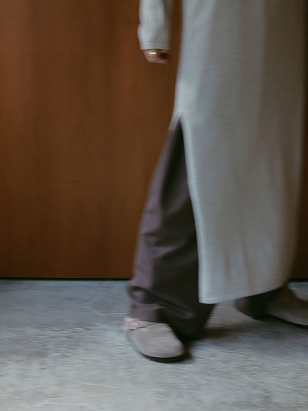 ウールラウンドネックIラインニットワンピース