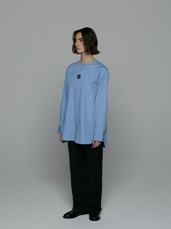 SANTEアクセサリーボタンノーカラーシャツ