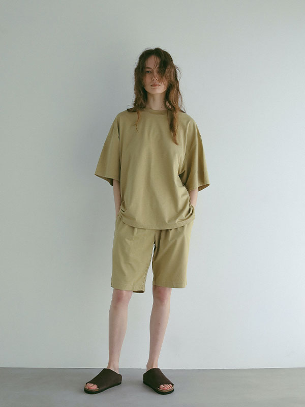 three dots パウダリーコットンショートパンツ(M OFF WHITE