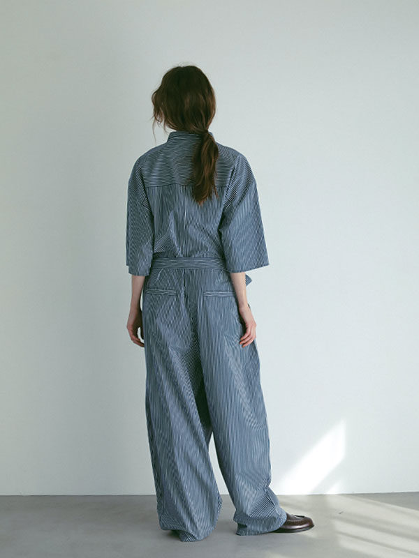 ETRE♡オールインワン ハーフスリーブストライプオールインワン(S WHITE): ワンピース