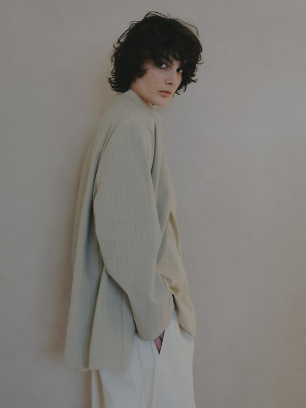 サイロスパンノーカラーダブルブレストジャケット(S BEIGE): アウター