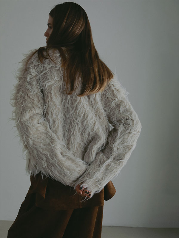 ダブルフェイスヘアリーニットカーディガン