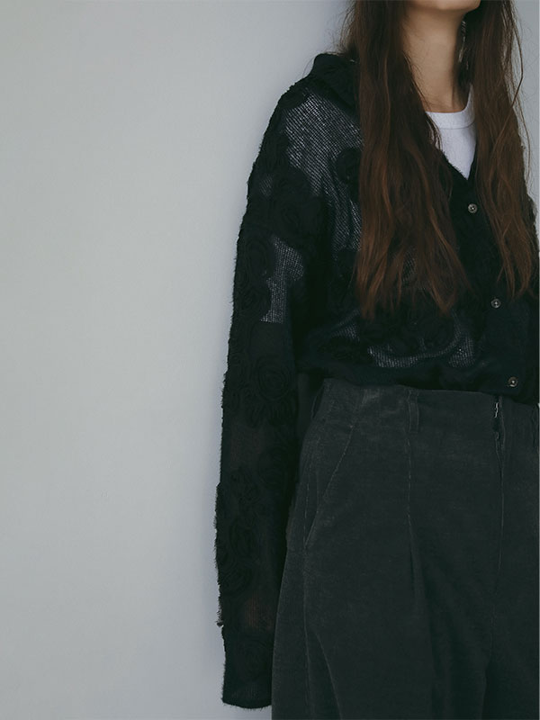 コードエンブロイダリーブラッシュドチュールシャツ