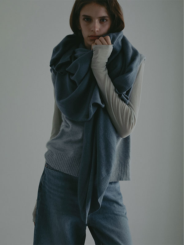 A SAUCE MELERミドルゲージカシミヤニットストール