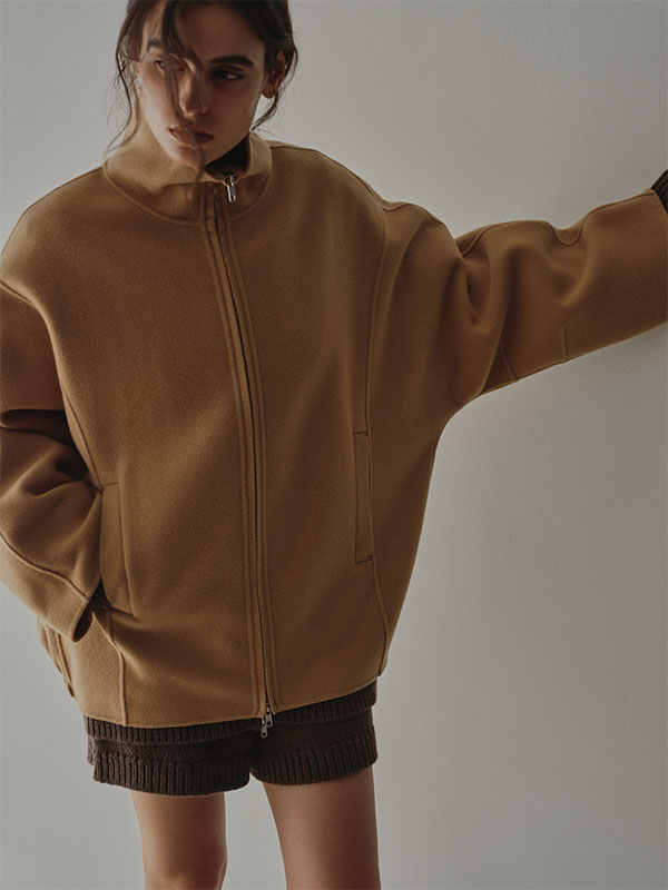 メルトンスタンドネックリバーブルゾン