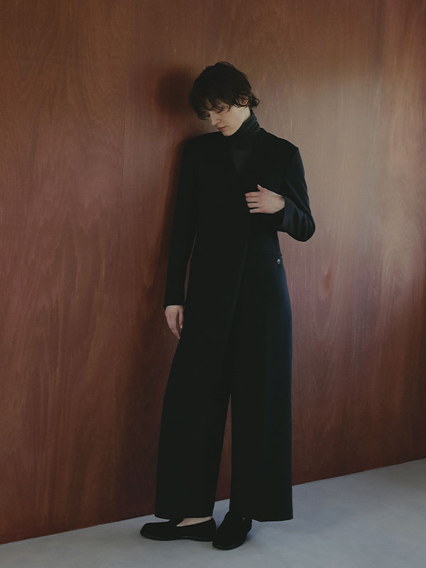 SANTEテーラードノーカラーオールインワン