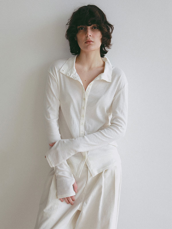 ガーゼフライスフロントオープンプルオーバー