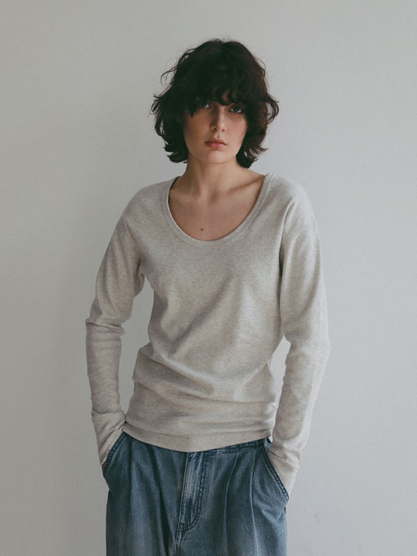 オーガニックコットンUネックロンTee