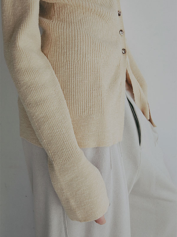Vネックリブニットカーディガン