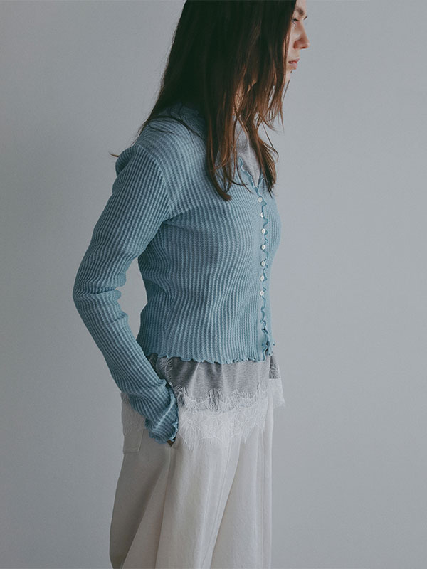 Vネックメローシアーカーディガン