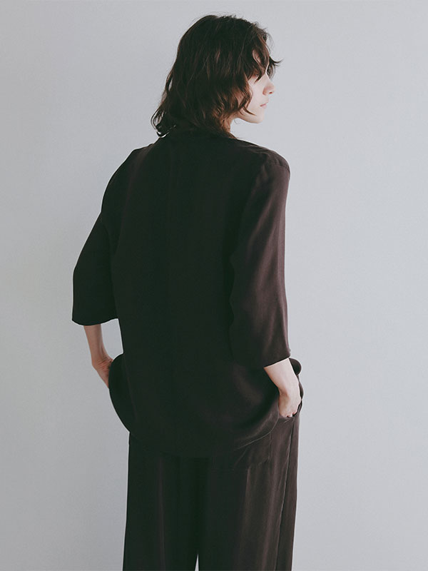 オープンネックキュプラシャツ