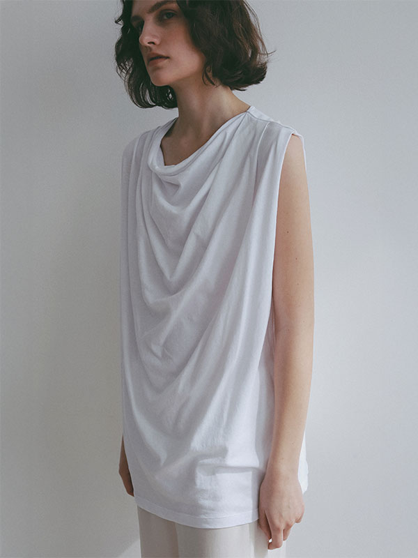 スリーブレスドレープネックプルオーバー(F WHITE): トップス │ ETRE