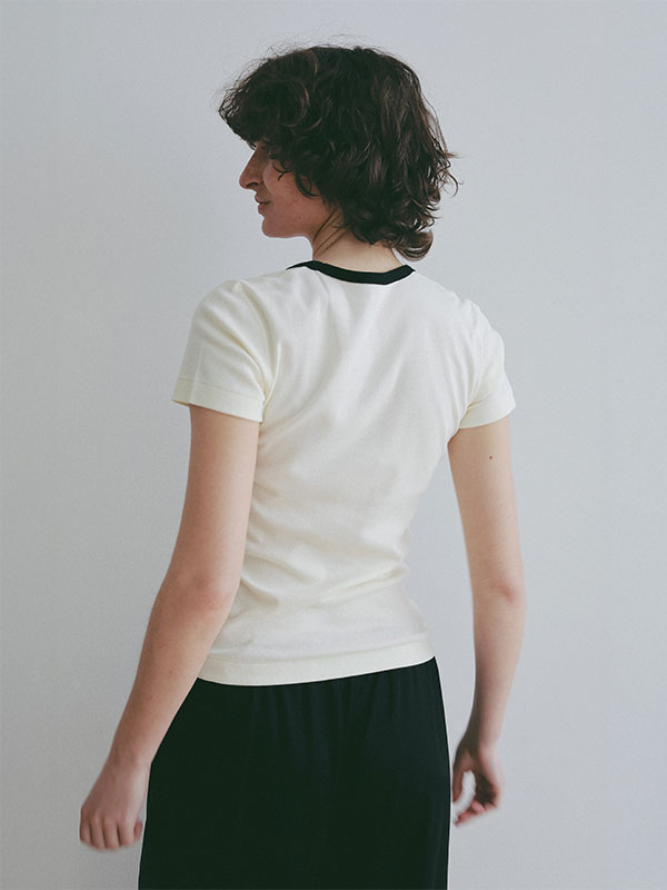 three dotsオーガニックコットンリンガーTee