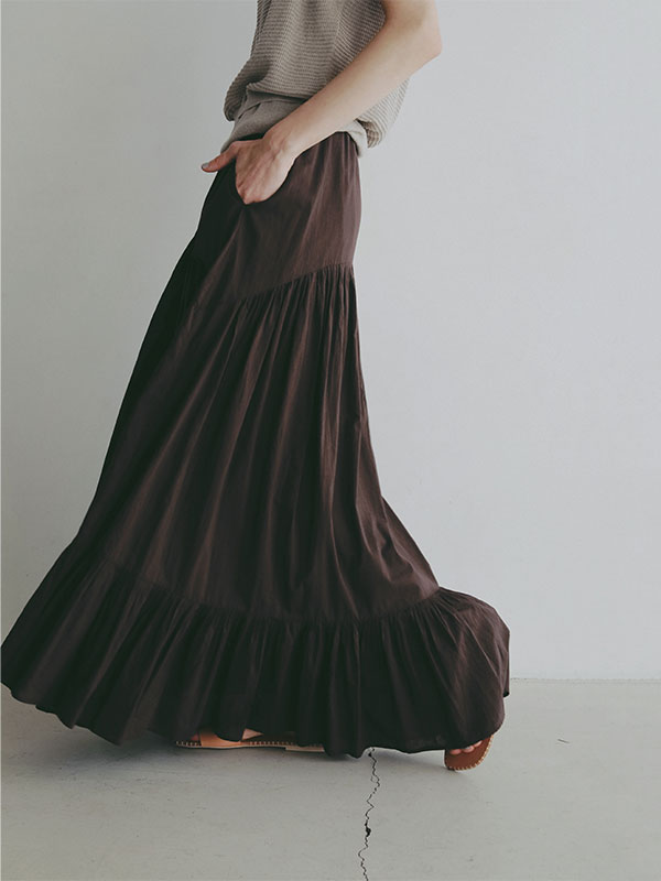 エアリーコットンガーメントダイボリュームスカート