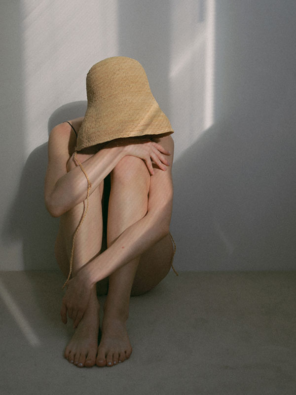 ラフィアボンネットハット