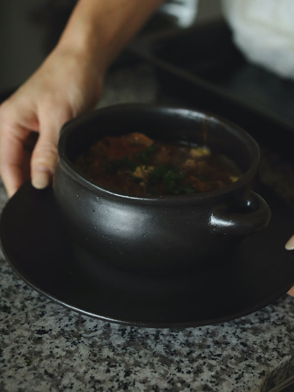 耐熱白土黒釉グラタン皿セット