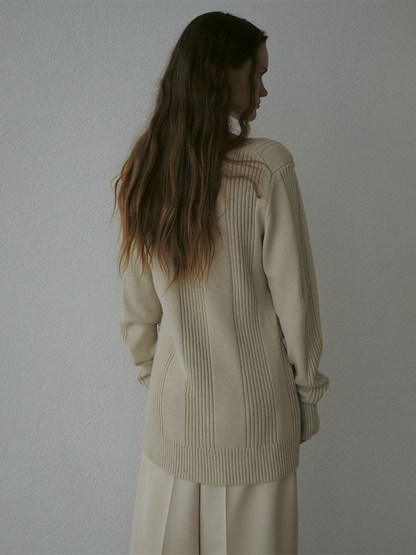 ランダムリブVネックニットカーディガン